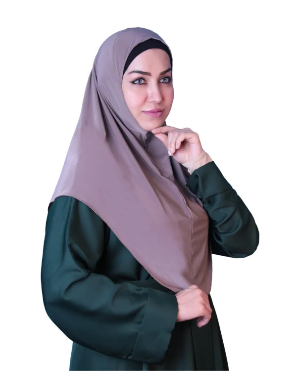 Women's Instant Khimar Bergo Hijab – Warm Taupe Mocha - Image 3