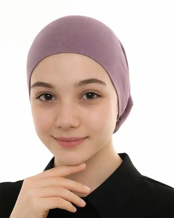 Junior Pull-On Hijab Under-Cap – Plain Olive Green / Girls' Size - Image 18