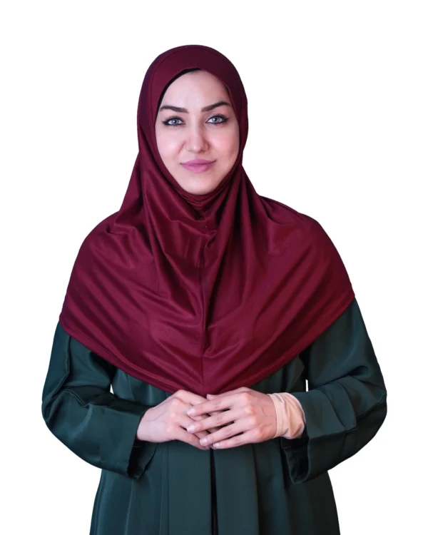 Women's Instant Khimar Bergo Hijab – Deep Maroon Burgundy