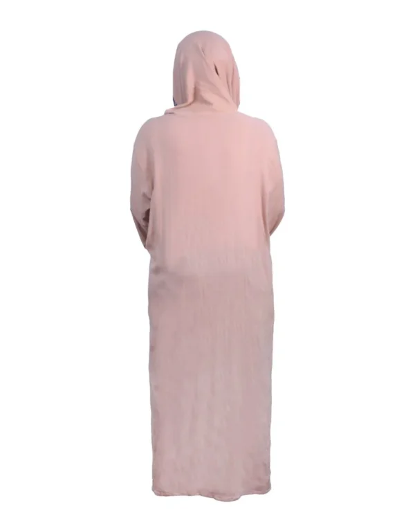 Women's Prayer Dress with Attached Hijab – Blush Pink / Nude Rose - Image 3