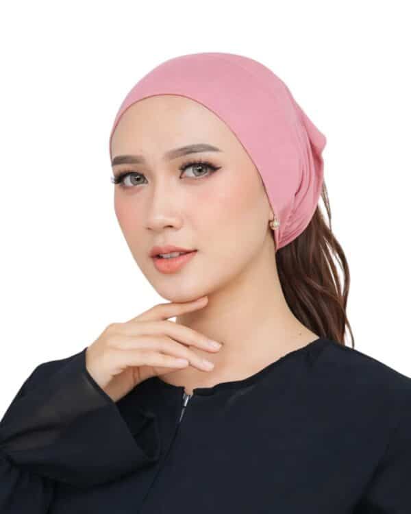 Women's Indonesian Ninja Ciput Inner Cap with Ponytail Hole – Warm Beige / Latte - Image 13