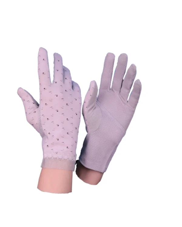 Women's Modest Stretch Gloves with Scattered Rhinestone Detail – Soft Nude Blush - Image 4