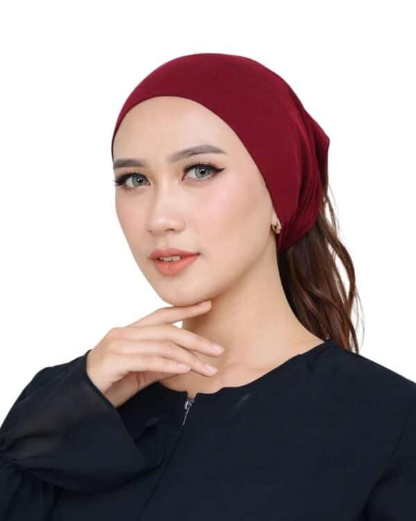 Women's Indonesian Ninja Ciput Inner Cap with Ponytail Hole – Warm Beige / Latte - Image 10