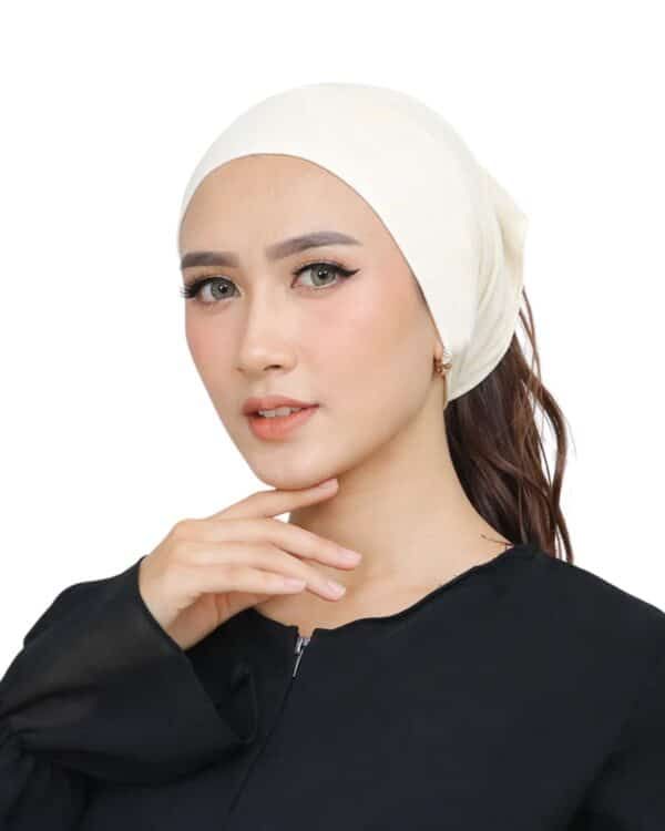 Women's Indonesian Ninja Ciput Inner Cap with Ponytail Hole – Warm Beige / Latte - Image 9
