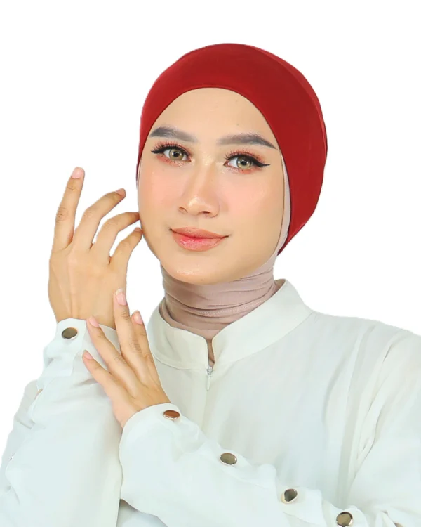 Women's Indonesian Turban / Inner Hijab Cap – Deep Red / Crimson