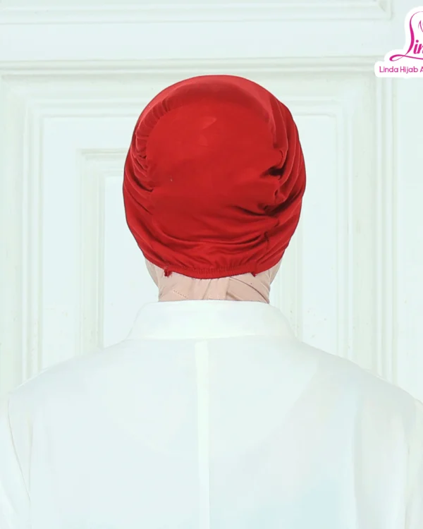 Women's Indonesian Turban / Inner Hijab Cap – Deep Red / Crimson - Image 2