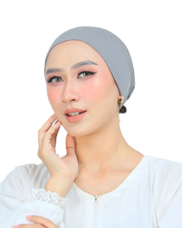 Women's Indonesian Turban Inner Cap with Rear Tie – Cool Medium Grey