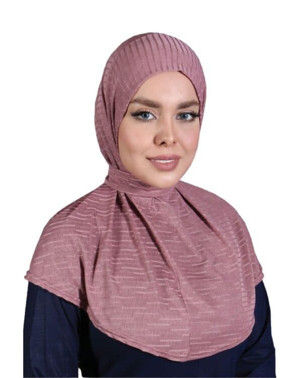Textured Instant Hijab – Lightweight Dusty Mauve Khimar for Women - Image 1