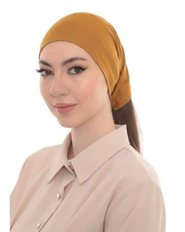 Elegant Pearl Brooch Turban Cap — Pleated Jersey Headpiece for Women - Image 10
