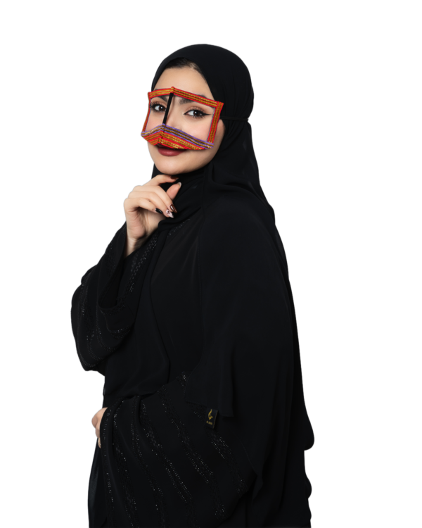 Multicolor Embroidered Bedouin Burqa Niqab – Handcrafted Traditional Tribal Face Veil - Image 3