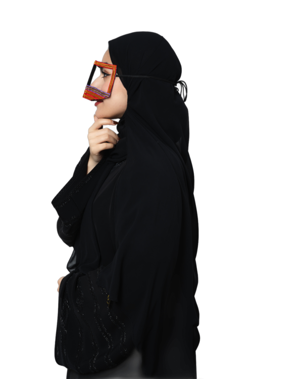 Multicolor Embroidered Bedouin Burqa Niqab – Handcrafted Traditional Tribal Face Veil - Image 4