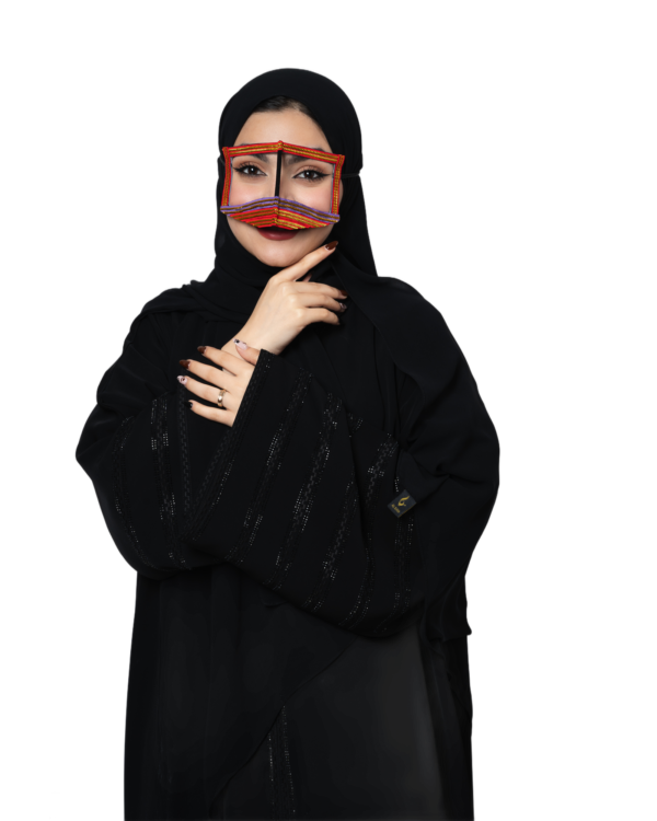Multicolor Embroidered Bedouin Burqa Niqab – Handcrafted Traditional Tribal Face Veil - Image 2