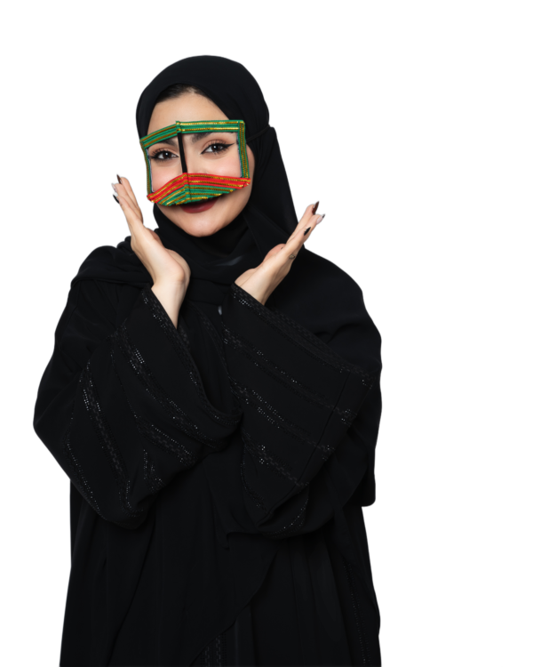 Multicolor Embroidered Bedouin Burqa Niqab – Handcrafted Traditional Tribal Face Veil - Image 1