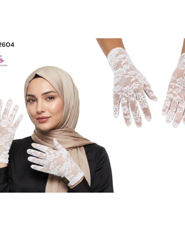 Women's Elegant Floral Lace Gloves – Pure White - Image 1