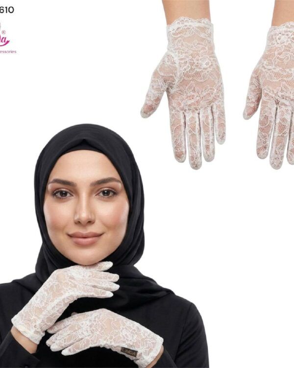 Women's Elegant Floral Lace Gloves – Ivory Cream - Image 1