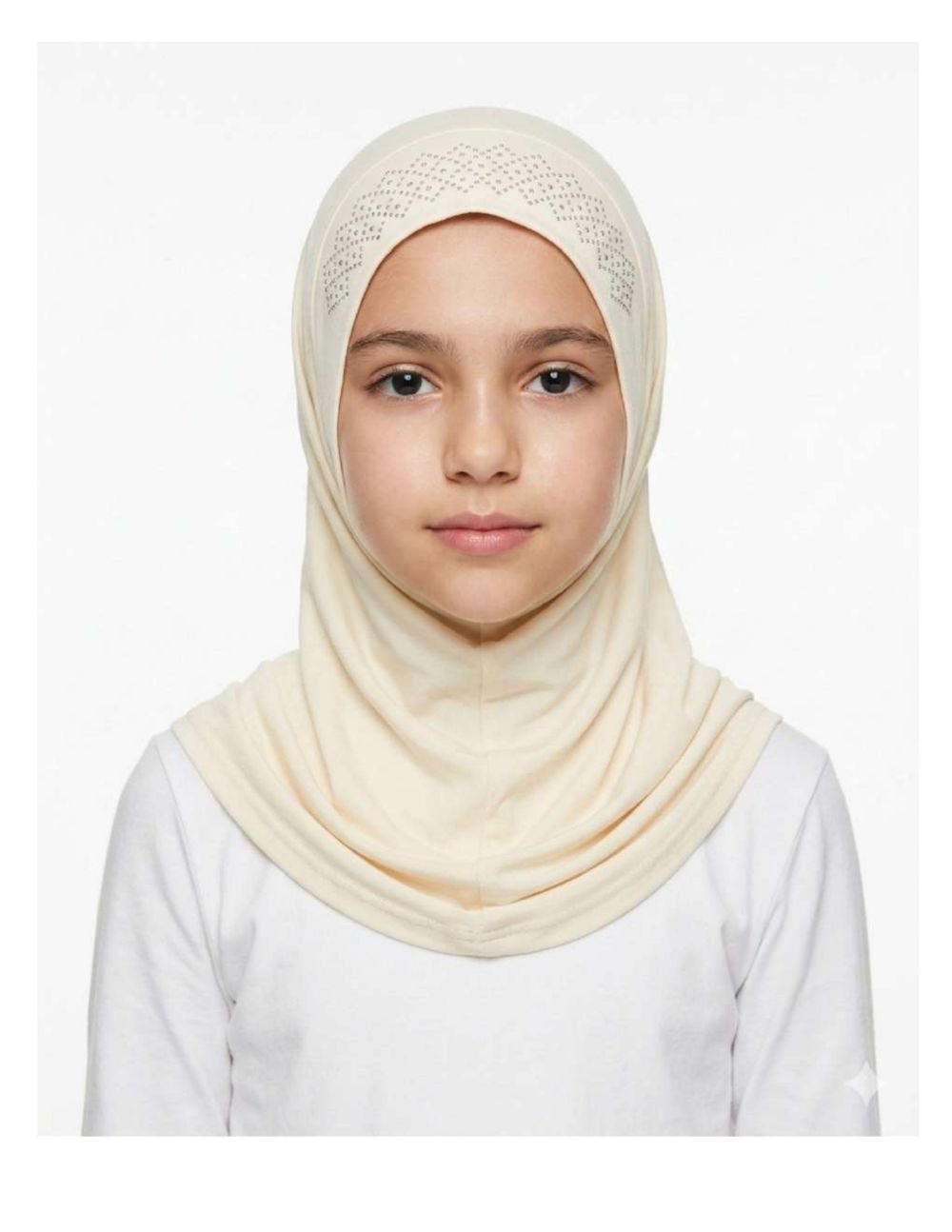 Girls' Al-Amira Instant Hijab – Cream Sparkle