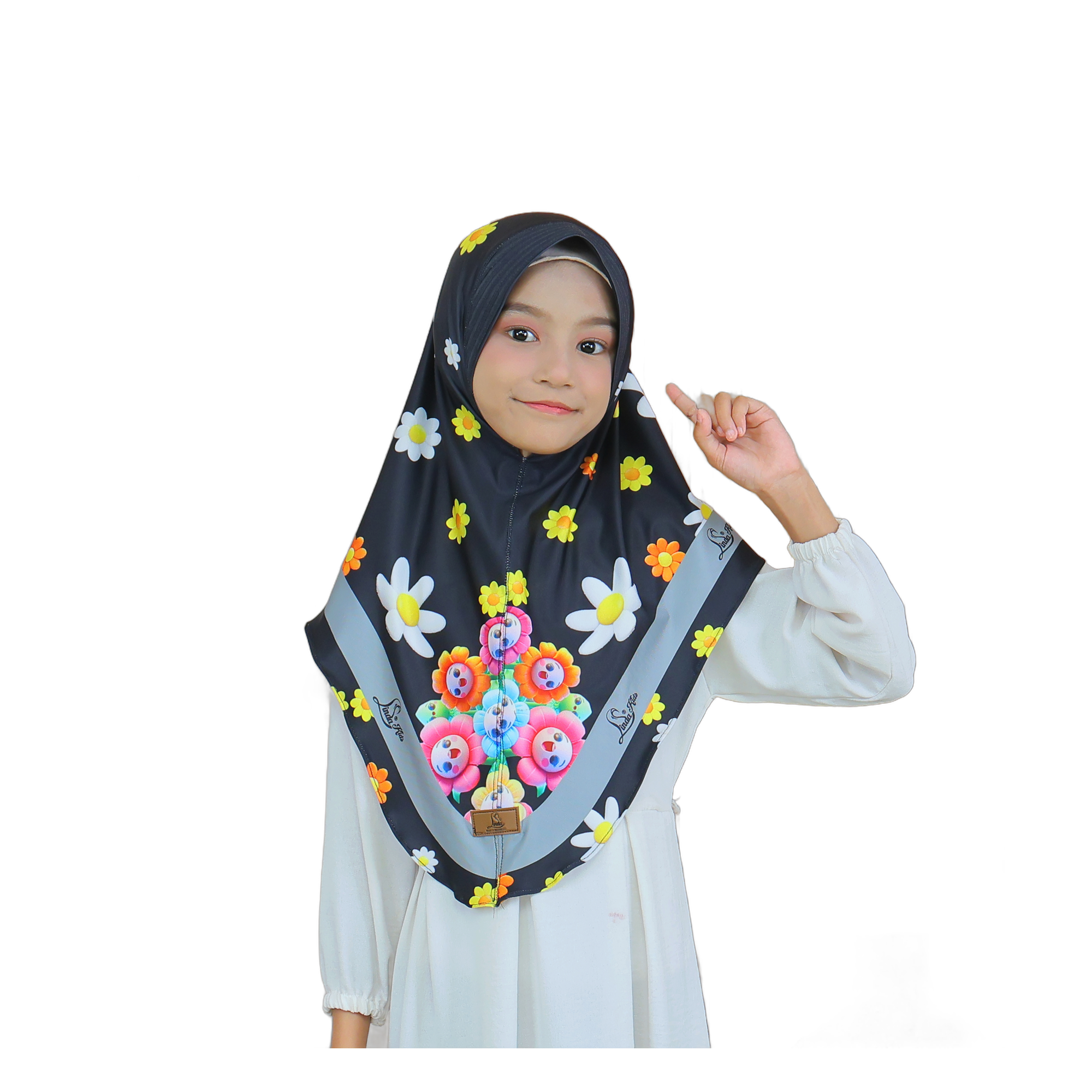 Girls' Floral Print Hijab – Midnight Garden