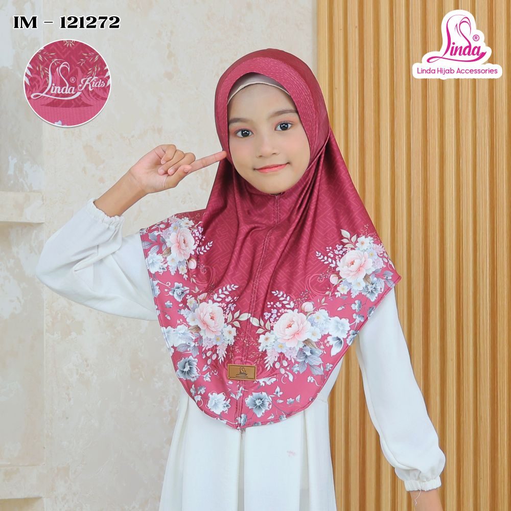 Girls' Floral Print Hijab – Rose Blossom