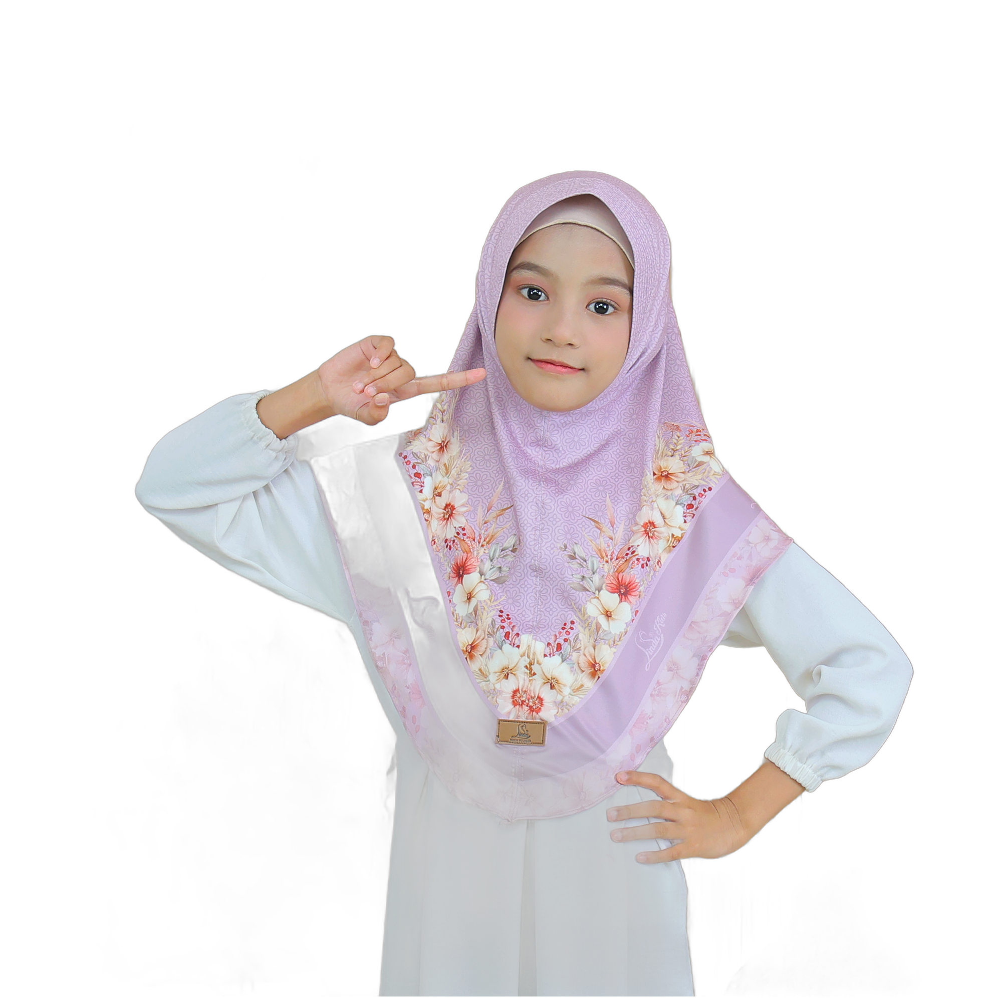 Girls' Floral Print Hijab – Lilac Bloom