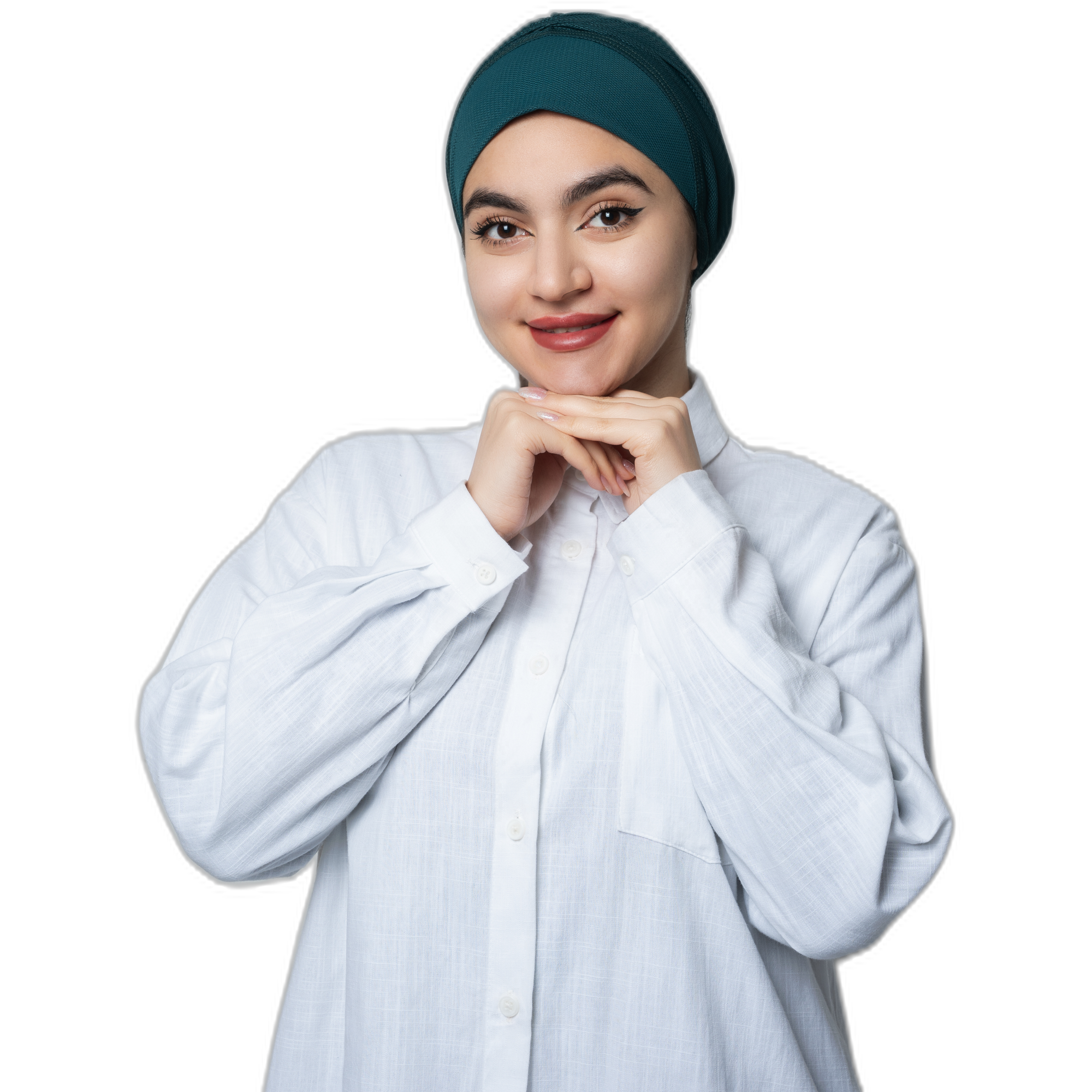 Women’s Teal Turban Cap – Pre-Tied Plain Band, Soft Stretch