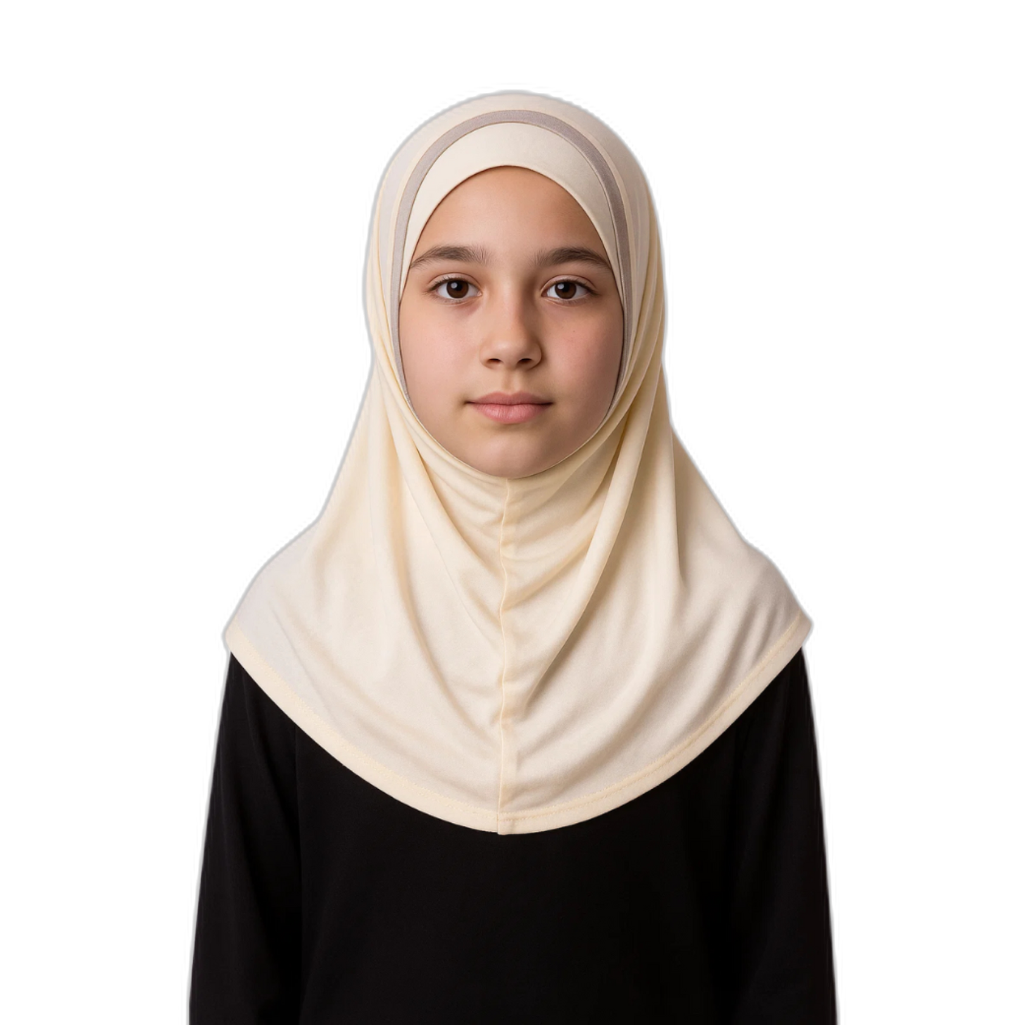Girls' Two-Tone Instant Hijab – Cream & Taupe