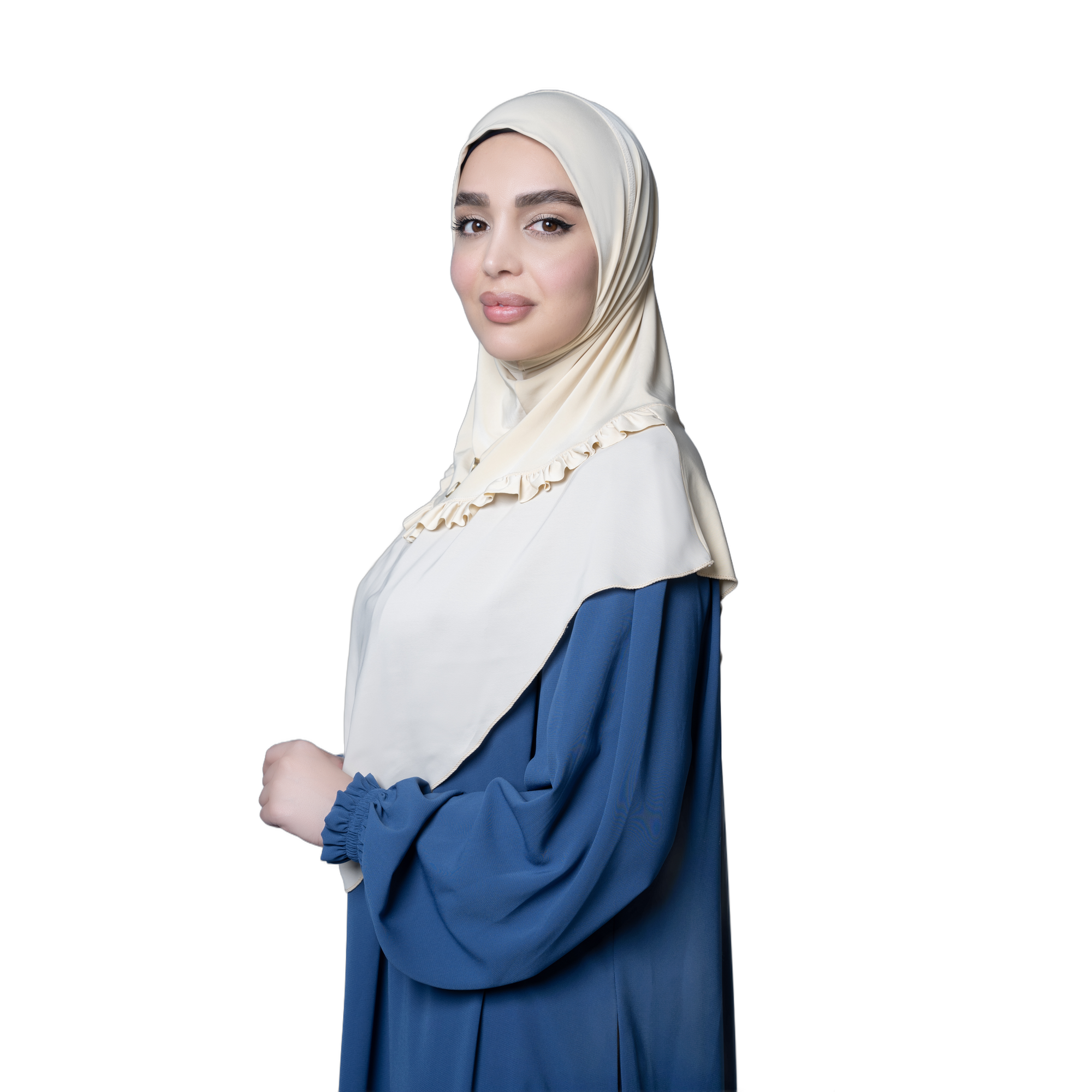 Women's Ruffle-Trim Instant Hijab – Ivory Cream