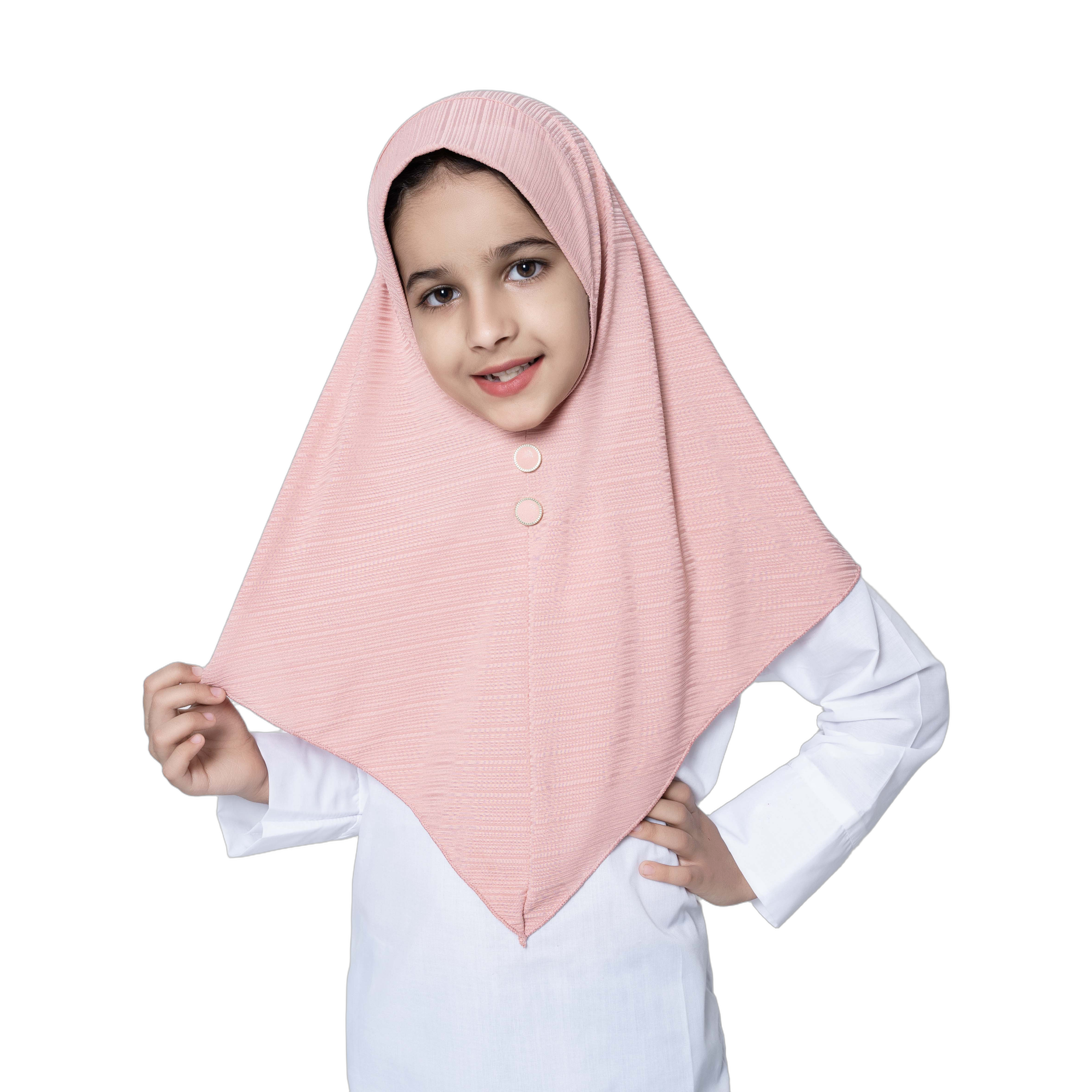 Girls' Button-Front Instant Hijab – Dusty Pink