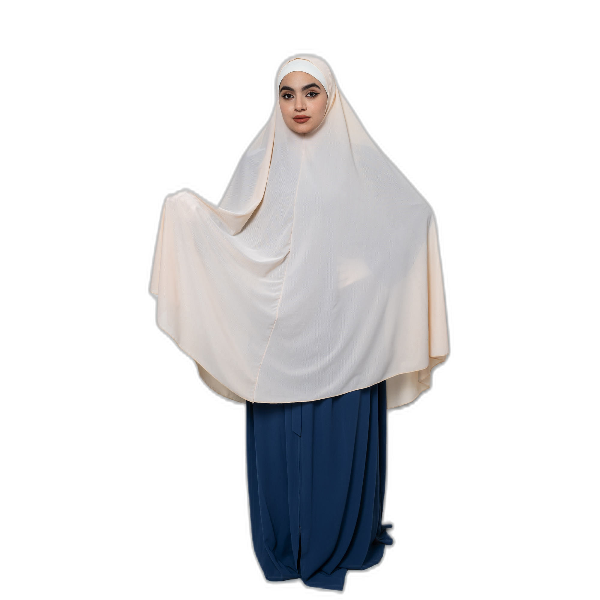 Women's Jilbab-Style Hijab with Gloves – Ivory Crepe