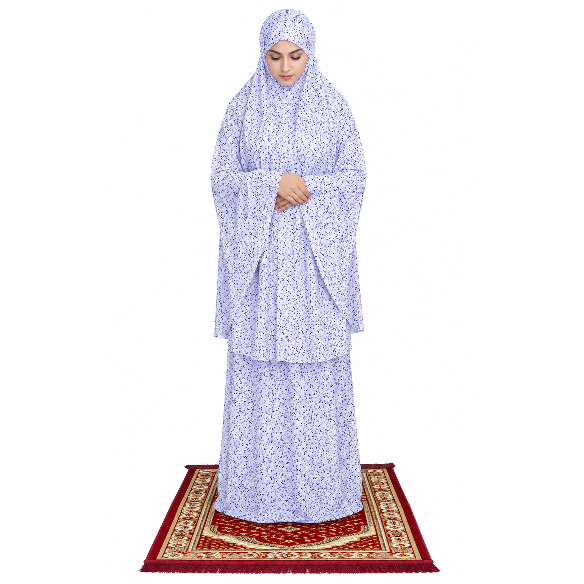 Serene Prayer on a Floral Mat