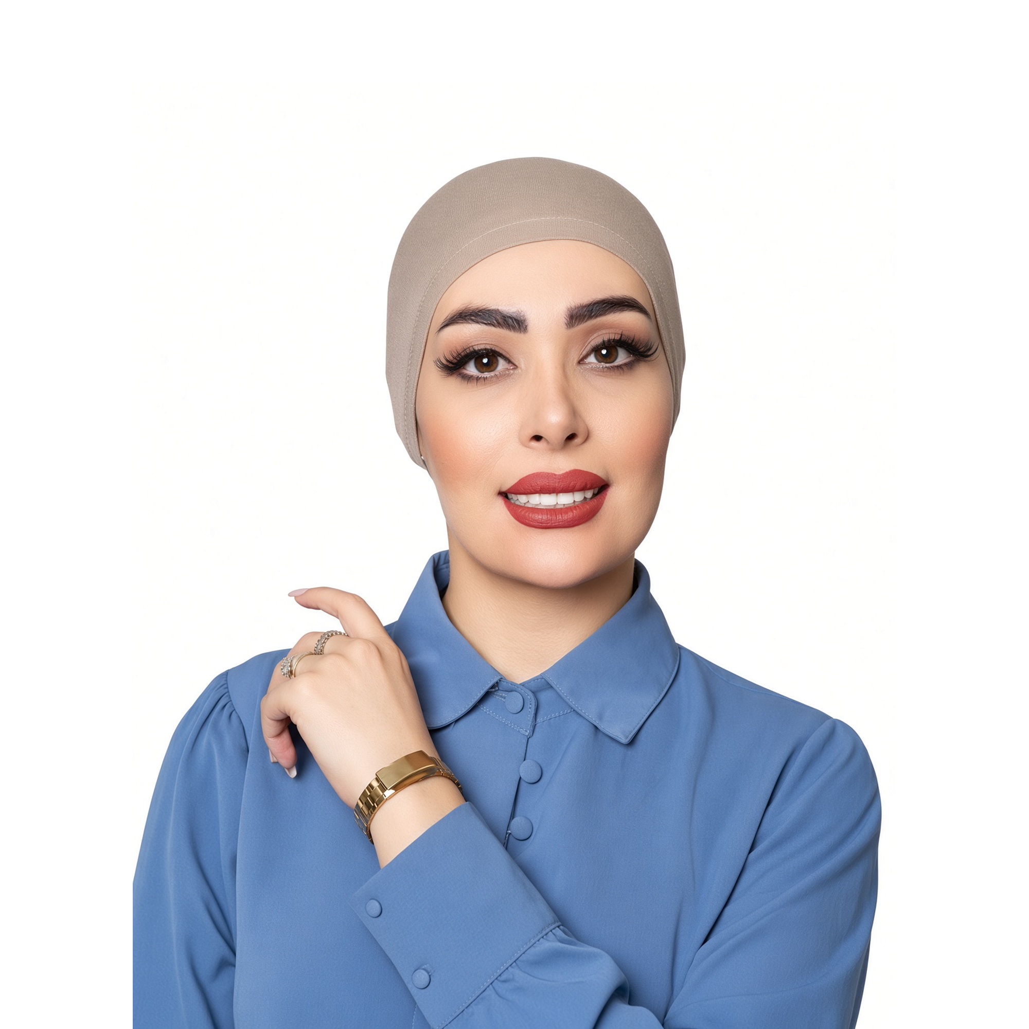 Taupe Beige Tie Back Indoor Turban Cap for Women – Full Coverage Adjustable Hijab Under Cap | Linda Hijab